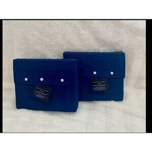 Ralph Lauren KING ORGANIC Cotton Percale Fitted & Flat Sheet Harbor Blue $400